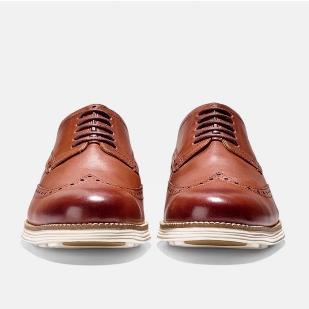 Cole Haan Original Grand Wingtip Oxford Shoes In Woodbury/Ivory NWT - Picture 5 of 13